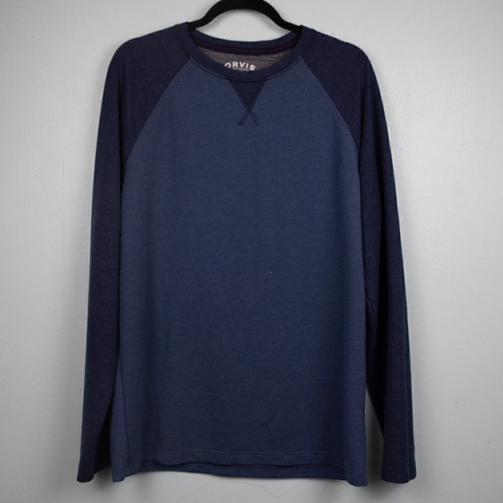 Orvis Classic Collection blue raglan long sleeve shirt-M